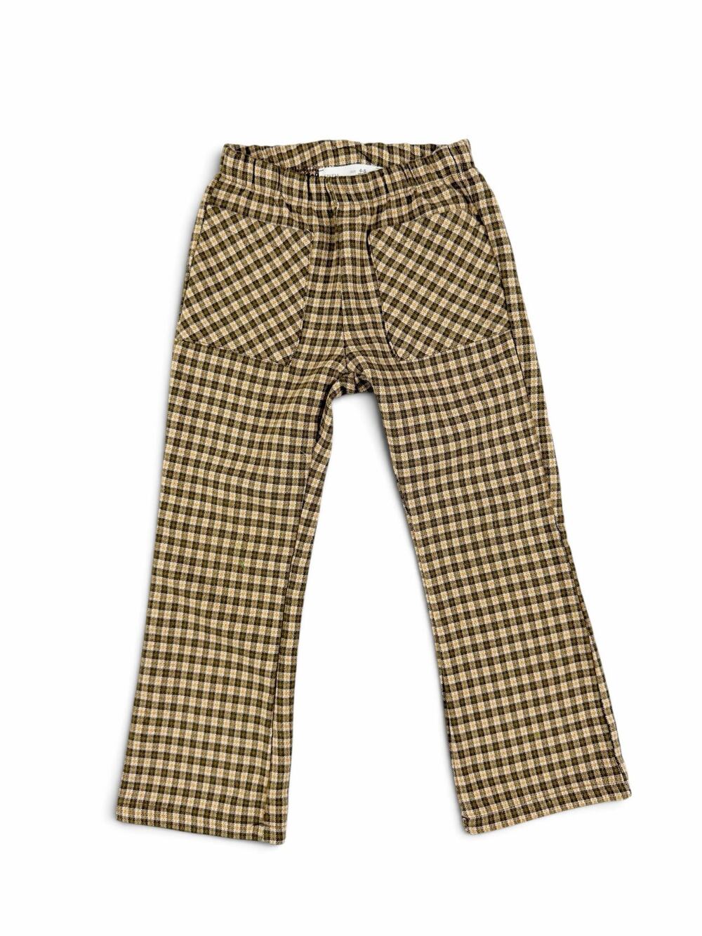 Zara Kids Plaid Flare Pants Brown Mustard Check 4-5 Years